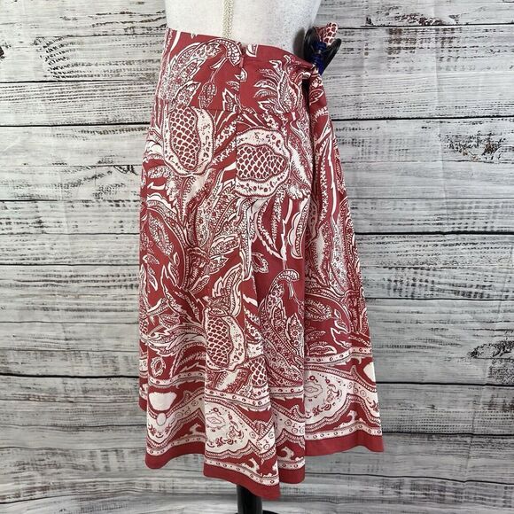 Talbots Skirt size 8 Petite Salmon Pink Paisley Knee A Line Modest Church Casual - Picture 7 of 9